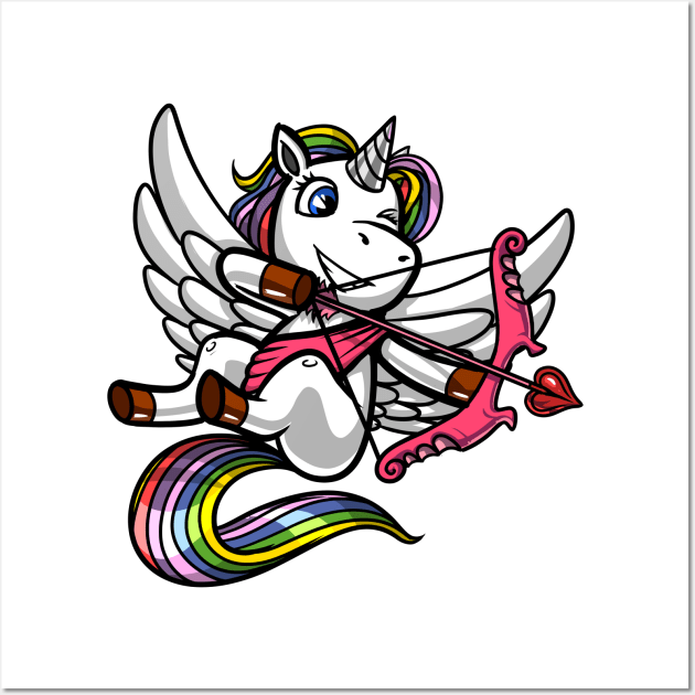 Unicorn Valentines Day Cupid Wall Art by underheaven